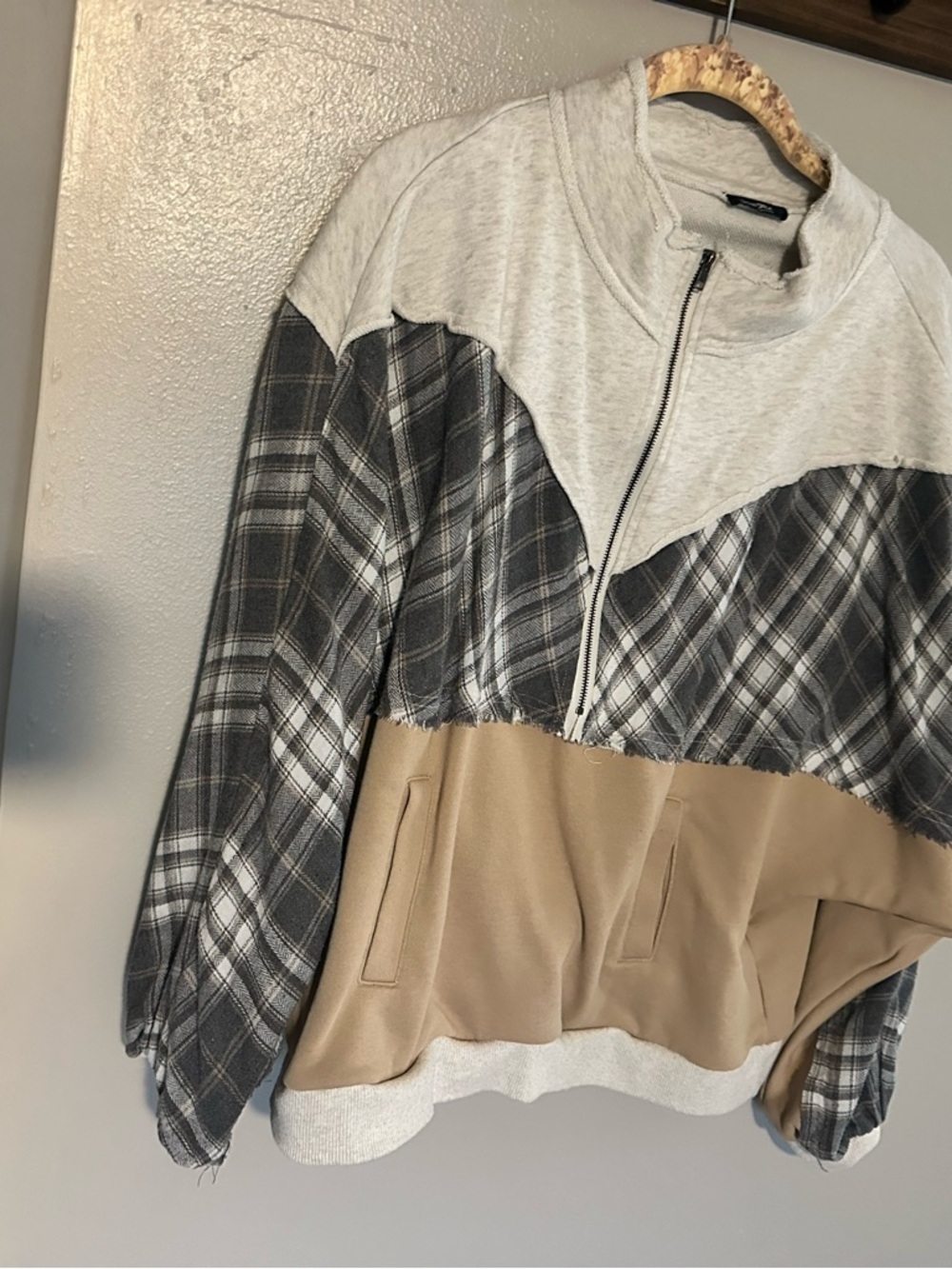 Miss Me Cream and Black Half-Zip Pullover